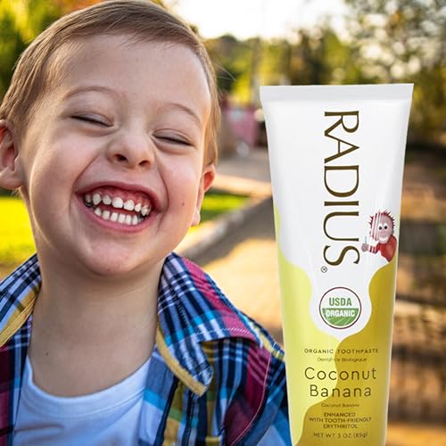 RADIUS USDA Organic Kids Toothpaste 3oz Non Toxic Chemical-Free Gluten-Free Designed to Improve Gum Health for Children's 6 Months and Up - Coconut Banana - Pack of 6 - Image 5