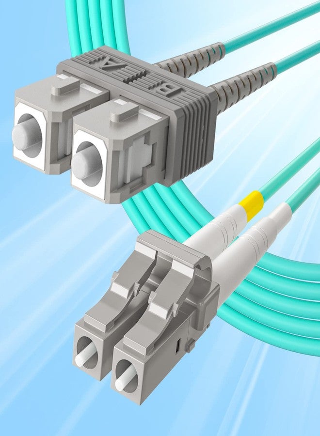10Gtek Fiber Patch Cable - LC to SC OM3 10Gb/Gigabit Multi-Mode Jumper Duplex 50/125μm LSZH Fiber Optic Cord, Aqua, 5-Meter(16.4ft) - Image 1