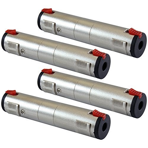 GLS Audio 1/4" Locking Coupler Female Dual TS and TRS Plug Jack Adapter - 1/4 inch to 1/4 inch Barrel Dual Stereo and Mono - 4 Pack - Image 1