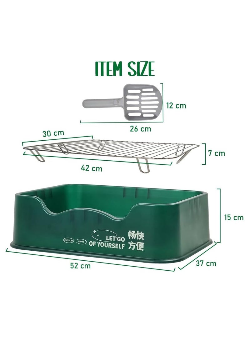 أن ان سي بيتس مرحاض تدريب الكلاب للكلاب الصغيرة والمتوسطة، مرحاض قابل للفصل مع مجرفة، شبكة من الفولاذ المقاوم للصدأ، ووسائد مضادة للانزلاق، مناسب للاستخدام الداخلي والخارجي، صينية مضادة للتسرب للكلاب 52 سم (أخضر) - Image 2