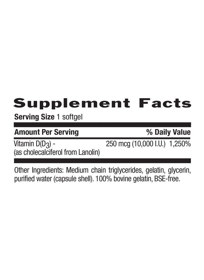 Country Life - Vitamin D3 High Potency Non Fish 10 000 Iu 60 Softgels Certified Gluten Free - Image 1