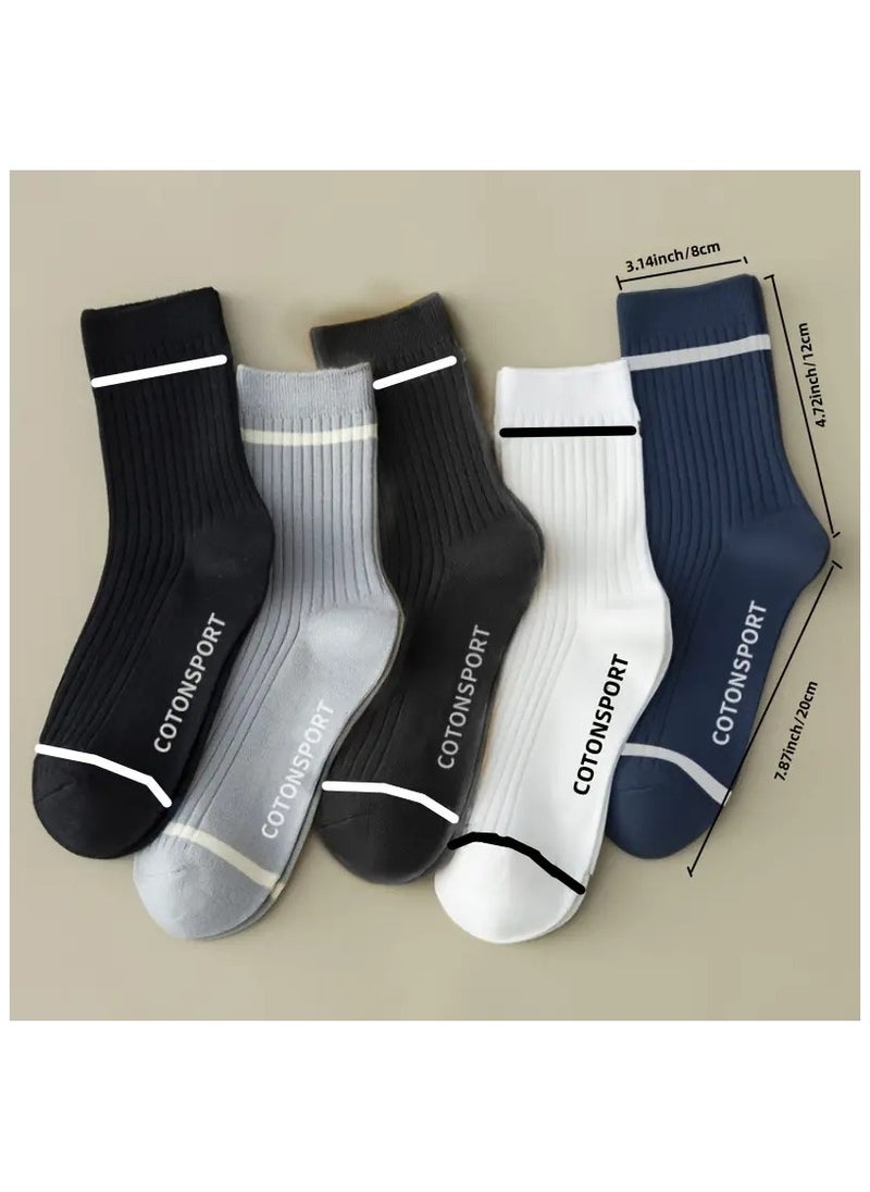 Generic - 5 Pairs Men's Solid Skin-friendly Compression Simple Anklets Socks, Sports Socks For Autumn Winter - Image 1