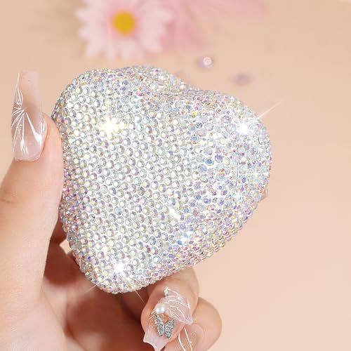 YINXIANJIN Full Diamond Heart-Shaped Jewelry Box, Mini Shiny Decorative Box for Storage Ring Earrings Trinkets Portable Travel Jewelry Holder Cute Festive Gift Box for Women and Girls (Multicolored) - Image 2