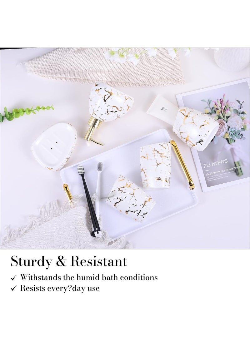 Y&D Bathroom Accessories Set,Modern Countertop Bathroom Decor,Luxury 6 Piece Bathroom Accessory Set,Complete with Soap Dispenser,Toothbrush Holder,Tumbler,Tray - Image 5