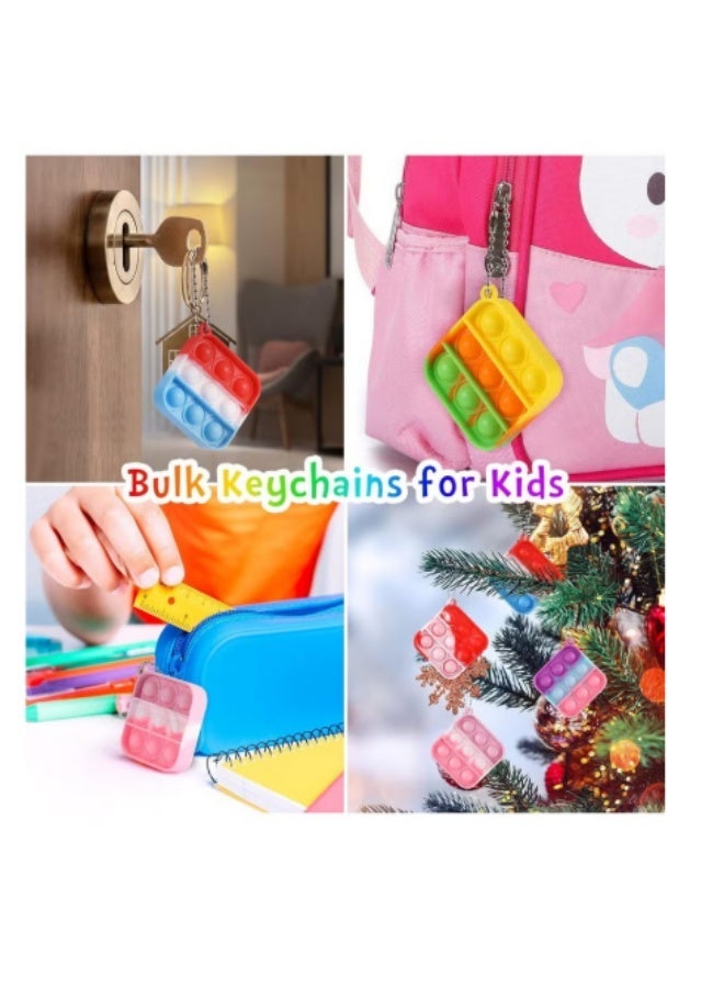 30 Pack Mini Pop Fidget Keychain, Kids Party Favors Fidget Toys Bulk, Its Birthday Party Favors for Kids 4+ Year Small Kid, Classroom Prizes Fidgets It Bubbles Poppers - Image 5