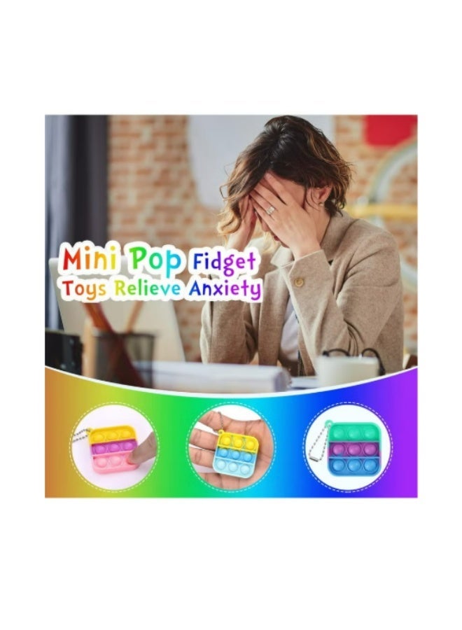30 Pack Mini Pop Fidget Keychain, Kids Party Favors Fidget Toys Bulk, Its Birthday Party Favors for Kids 4+ Year Small Kid, Classroom Prizes Fidgets It Bubbles Poppers - Image 4