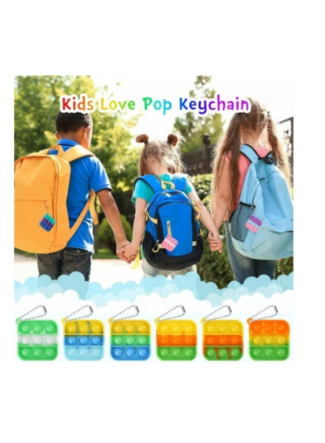 30 Pack Mini Pop Fidget Keychain, Kids Party Favors Fidget Toys Bulk, Its Birthday Party Favors for Kids 4+ Year Small Kid, Classroom Prizes Fidgets It Bubbles Poppers - Image 2