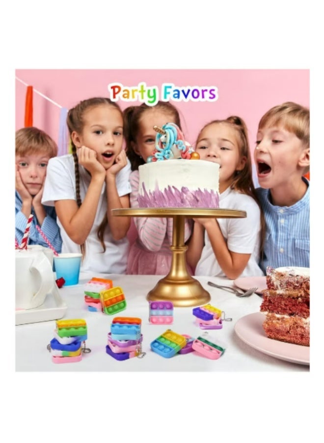 30 Pack Mini Pop Fidget Keychain, Kids Party Favors Fidget Toys Bulk, Its Birthday Party Favors for Kids 4+ Year Small Kid, Classroom Prizes Fidgets It Bubbles Poppers - Image 3