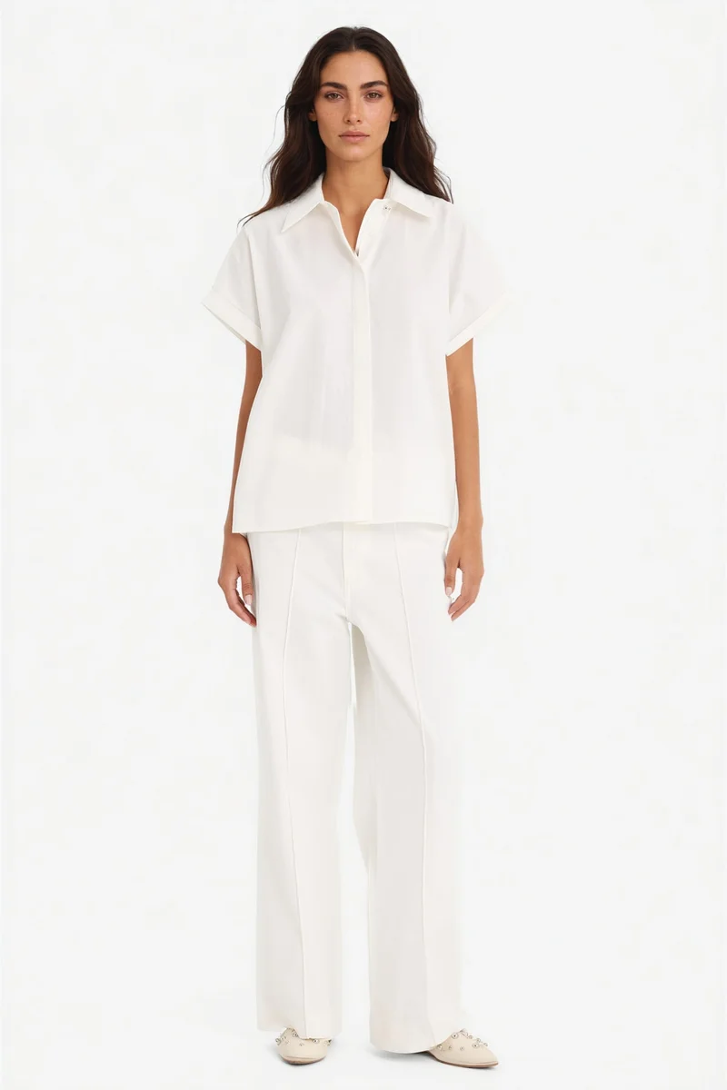 Defacto Wide Leg With Pockets Gabardine Trousers