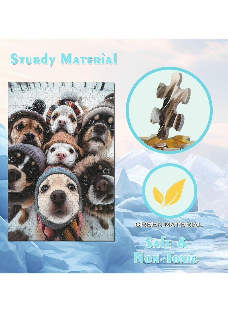 Jigsaw Cute Winter Puppies In Knitted Hats Puzzle for Kids and Adults 300 Pieces Puzzle Silk Touch Unique Design with High QuaIncludes Bonus Puzzle Sticker Sheet  - Image 5