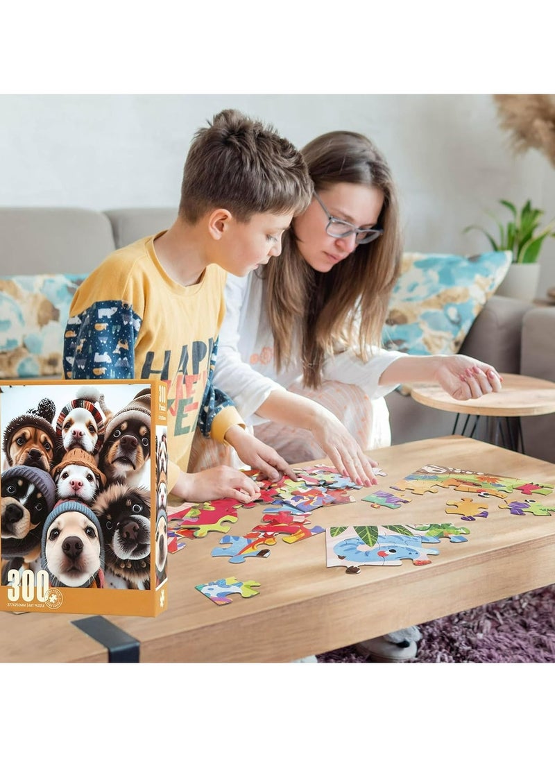 Jigsaw Cute Winter Puppies In Knitted Hats Puzzle for Kids and Adults 300 Pieces Puzzle Silk Touch Unique Design with High QuaIncludes Bonus Puzzle Sticker Sheet  - Image 4