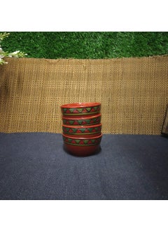 Caffeine Caffeine Ceramic Handmade Stoneware Red Green Tribal Combo Dinner Set (15 pcs. Dishwasher & Microwave Safe)  - Image 5
