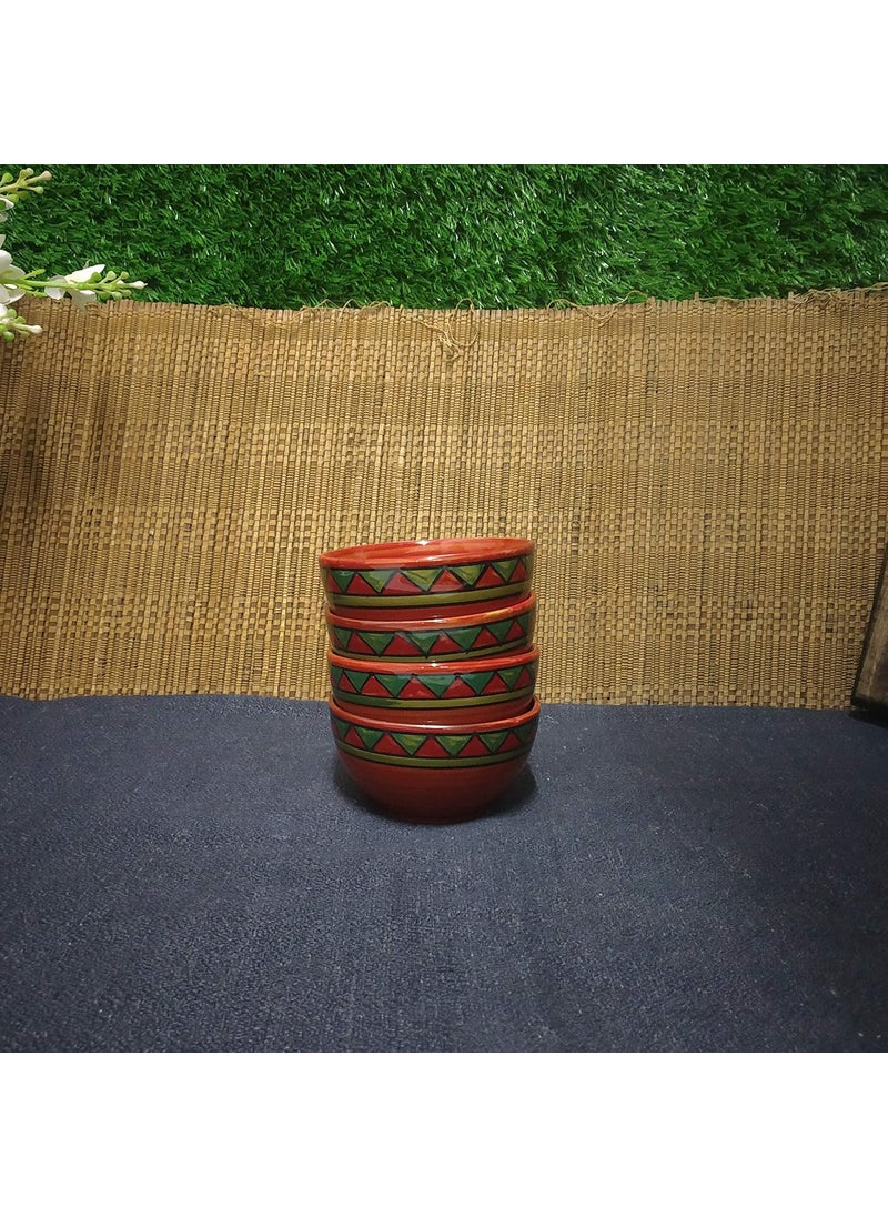 Caffeine Caffeine Ceramic Handmade Stoneware Red Green Tribal Combo Dinner Set (15 pcs. Dishwasher & Microwave Safe)  - Image 5