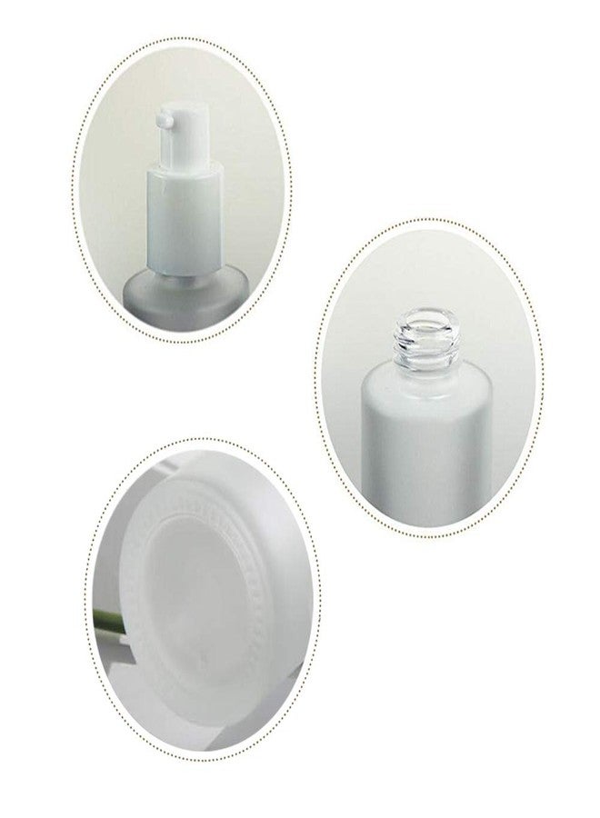 Elandy 3Pcs 20ml/0.7oz Empty Refillable Transparent Frosted Glass Lotion Pump Bottle with Plastic Lid Travel Size Cosmetic Dispenser Sample Vials Containers for Emulsion Toiletries - Image 3