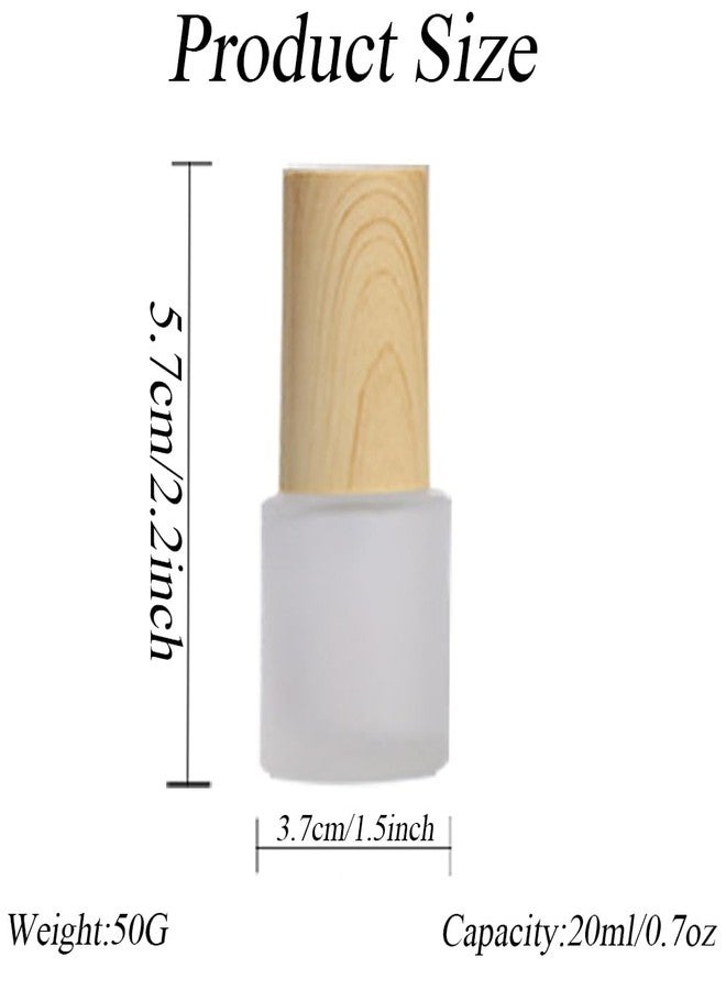 Elandy 3Pcs 20ml/0.7oz Empty Refillable Transparent Frosted Glass Lotion Pump Bottle with Plastic Lid Travel Size Cosmetic Dispenser Sample Vials Containers for Emulsion Toiletries - Image 2