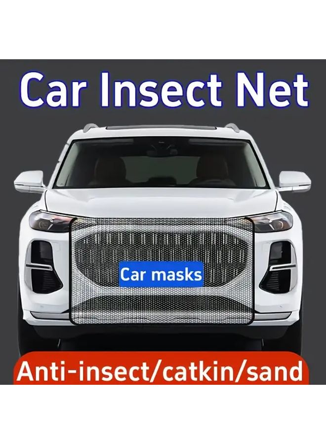 White Car Radiator Grille Protective Cover Detachable Washable Mesh Guard - Image 1