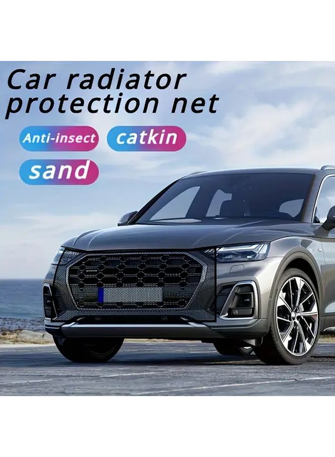 White Car Radiator Grille Protective Cover Detachable Washable Mesh Guard - Image 3