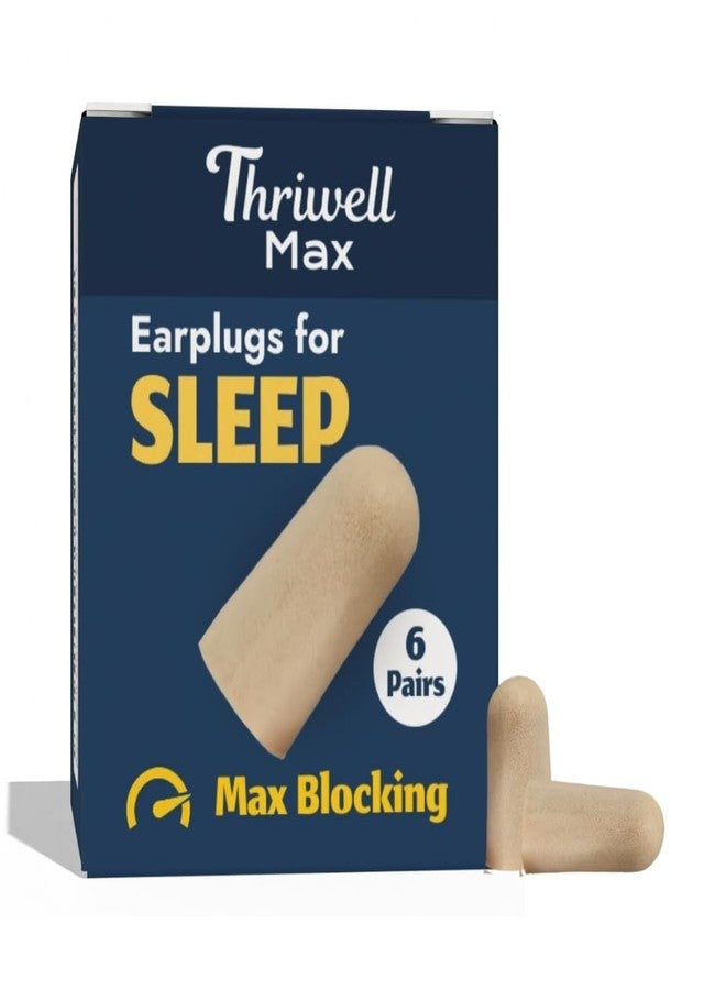 Thriwell Max ear plugs for noise cancellation for Sleep, Noise reduction for snoring, Ear plugs for sleeping, studying, flight travel, Blocker earplug for adults, kids and side sleeper (Pack of 6 Pairs) - Image 1