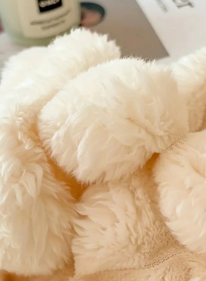 Soft Fluffy Throw Blanket, Super Cozy and Warm Fleece Blanket Rabbit Plush Double Thickness Blanket for Bed Sofa Couch Chair 200x230cm Creamy White - Image 4