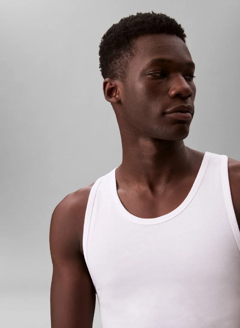 CALVIN KLEIN WHITE 3 Pack Tank Tops - Cotton Stretch Blend for Men | Best Price UAE