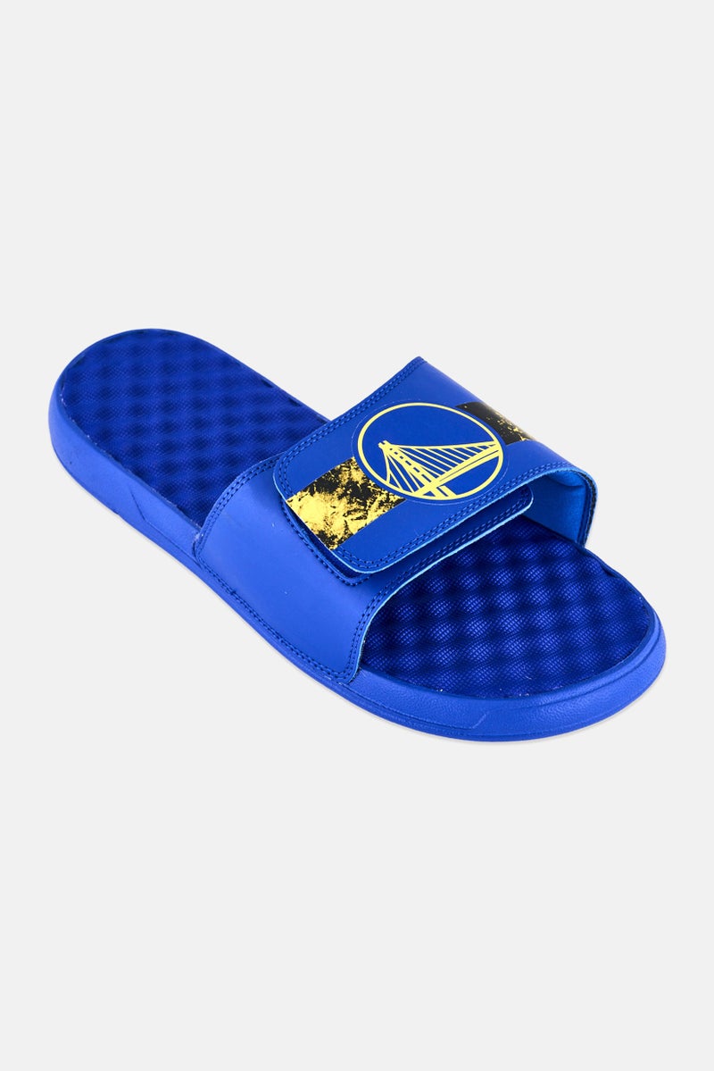 ISlide Men Golden State Warriors Distressed Slip On Slides, Royal Blue - Image 1