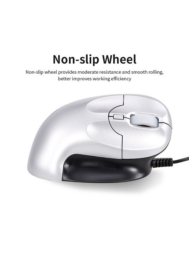 Generic - 6D Wireless Optical Mouse Vertical Mouse 2.4GHz Gaming Mouse 6 Keys Ergonomic Design Mouse for PC Laptop Black+Silver - Image 1