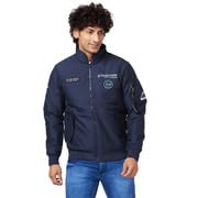 Spykar Men Navy Blue Polyester Straight Fit Full Sleeve Plain Stand Collar Casual Jacket - Image 1