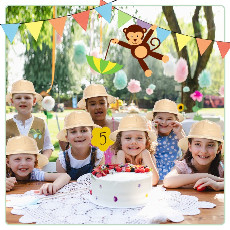 Coume 12 Pcs Kids Safari Dress Costume - 6 Safari Hats & 6 Vests for Theme Jungle Birthday & Halloween Parties - Image 5
