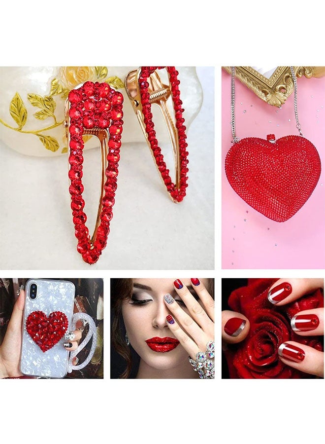 Happy D 2PCS 12grids Red Nail Gems Rhinestones 2/3/4/5mm Flat-Back Nail Crystal Diamond SS6/10/16/20/30 Mixed Luxury Glass Rhinestones Charms - Image 5
