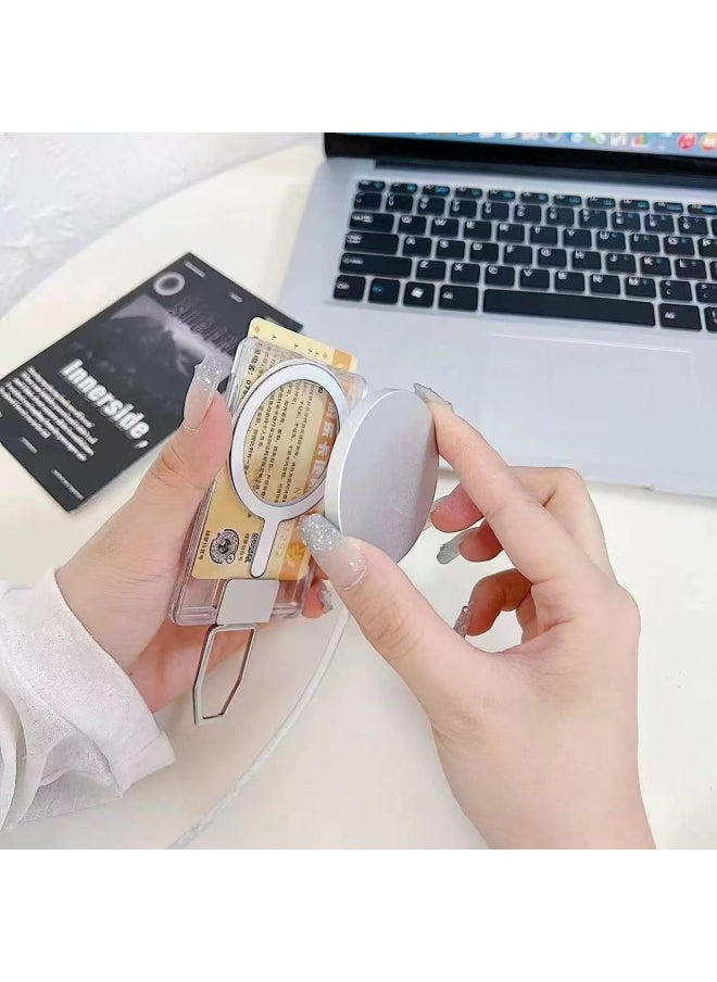 Suitable For Wireless Mobile Phone Charger Case Card Bag Lazy Portable Transparent Magnetic Suction 14 Card Pc Hard 15 Multi-function Bracket 16-Color:Transparent