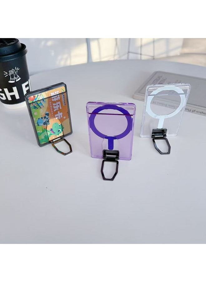 Suitable For Wireless Mobile Phone Charger Case Card Bag Lazy Portable Transparent Magnetic Suction 14 Card Pc Hard 15 Multi-function Bracket 16-Color:Transparent