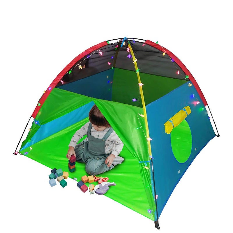 LimitlessFunN Rainbow Kids Play Tent Includes Star Lights Carrying Case Children Dome Playhouse for Boys Toddlers Indoor Outdoor 58 D x 58 W x 43 H