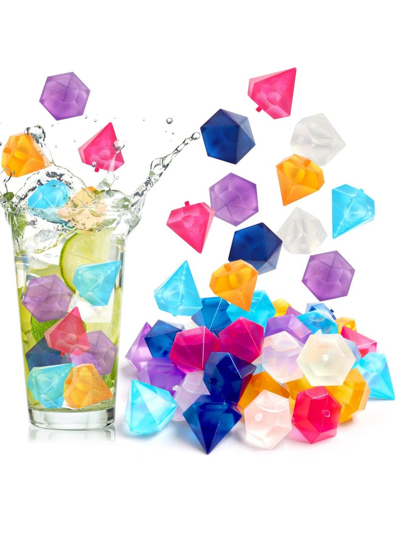 Generic - 48 Pack Reusable Ice Cubes, Diamond Shape Reusable Frozen Ice Cubes, Plastic Squares for Drinks like Whiskey, Wine or Beer, to keep your Drink Cold Longer (multiple colour) - Image 1