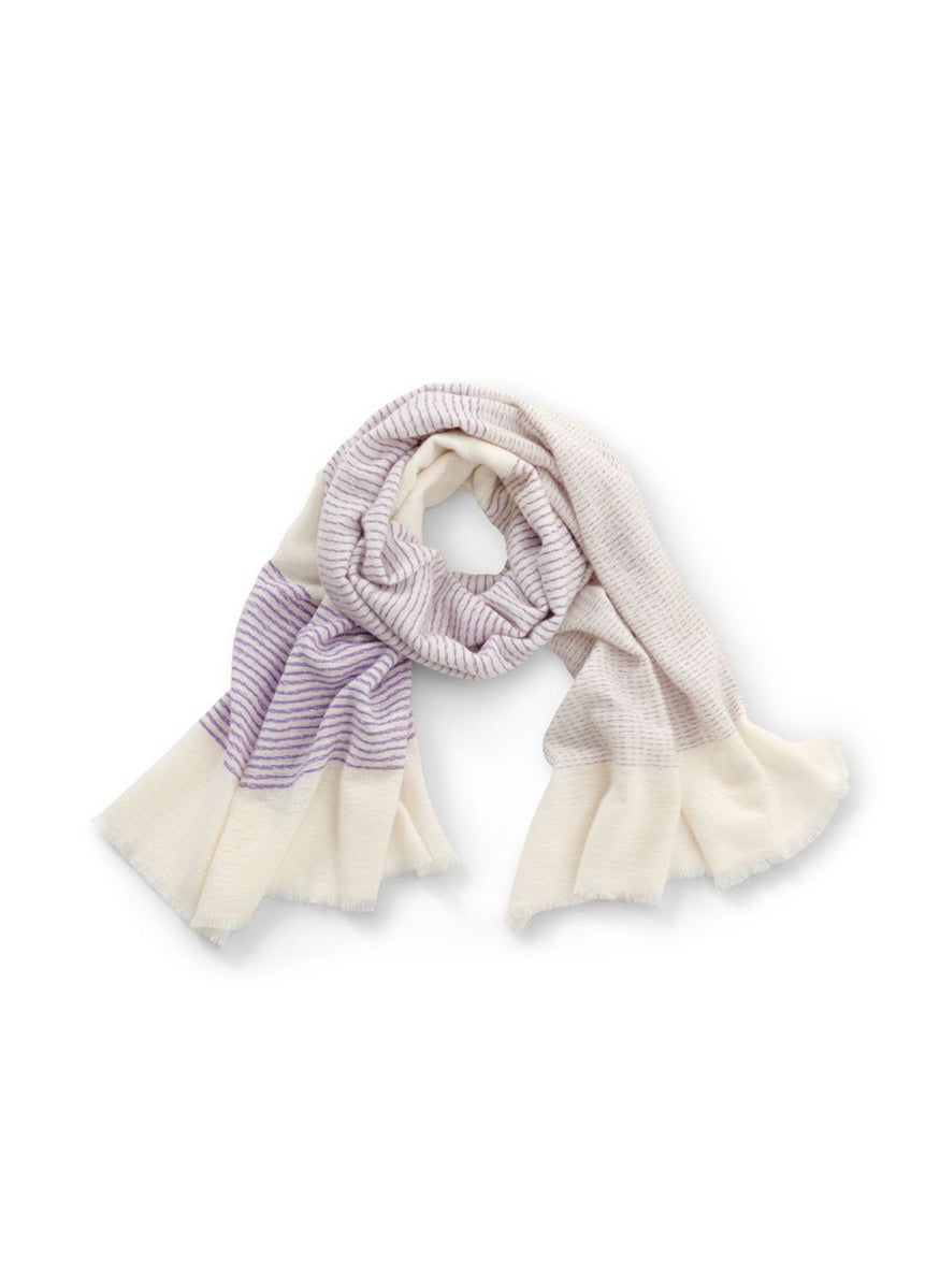 Tchibo - Women Woven Scarf 75 x 200 cm, Cream Combo - Image 1