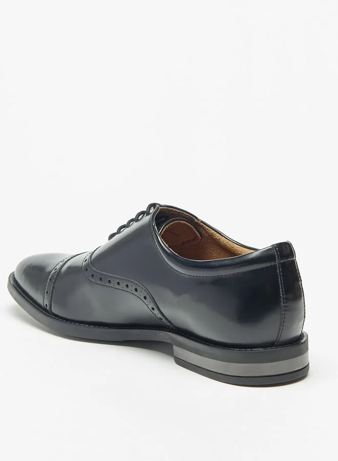 DUCHINI Men's Textured Oxford Shoes with Lace-Up Closure