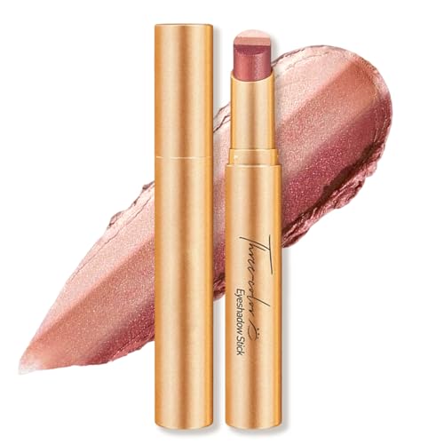 Erinde 3 Colors Cream Eyeshadow Stick Shimmer Nude Champagne Brown Rose Copper Glow Eye Shadow Sticks Buildable Blendable LongLasting Eyeshadow Pencil Crayon Vegan CrueltyFree 04 - Image 1