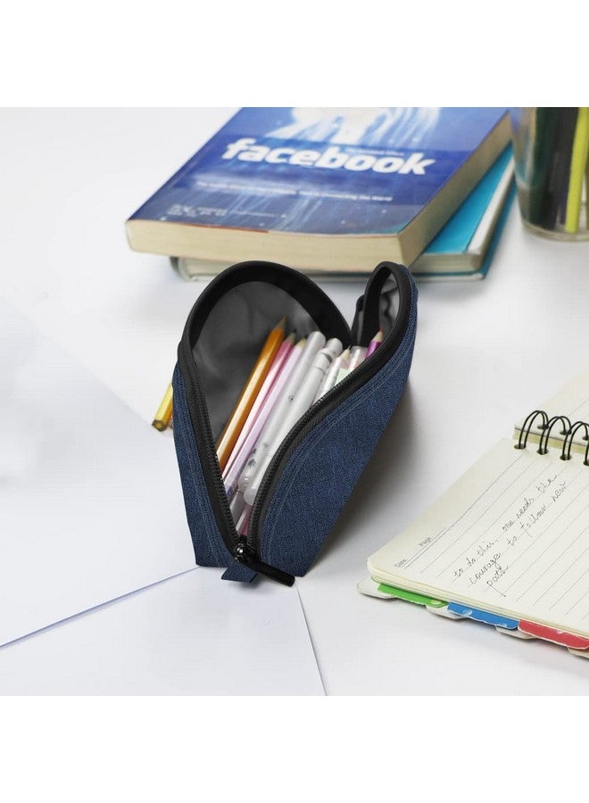 Gloppie Pencil Bag Aesthetic Simple Pencil Case Practical Pencil Pouch Small Pen Holder Office Stationery Back To School Supplies, Blue  - Image 4