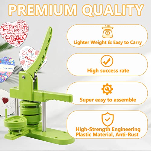 MK.Bear Heart Button Maker Machine Replaceable Badge-Model, DIY Button Pin Maker Kit, Badge Press Machine with 100PCS Heart Badge Making Supplies - Image 2