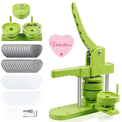 MK.Bear Heart Button Maker Machine Replaceable Badge-Model, DIY Button Pin Maker Kit, Badge Press Machine with 100PCS Heart Badge Making Supplies - Image 1