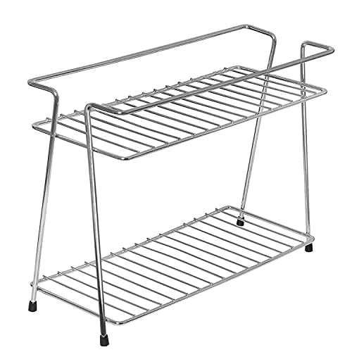 Cri8Hub Stainless Steel Kitchen Rack, Kitchen Organizer And Space Saver, Countertop Stainless Steel Kitchen Stand 2-Tiered Shelf Trolley Basket For Boxes Utensils Dishes Plates For Home - Image 4
