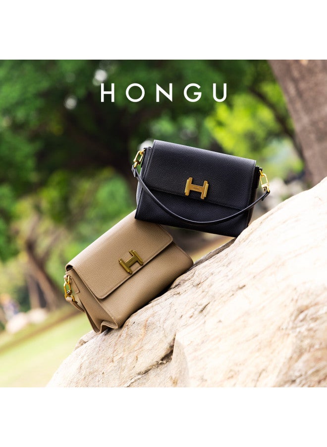 Hongu Women's Genuine Leather Shoulder Handbag, Office Commute Crossbody Small Square Bag, Ladies' Purse, New Year Birthday Gift - Image 2