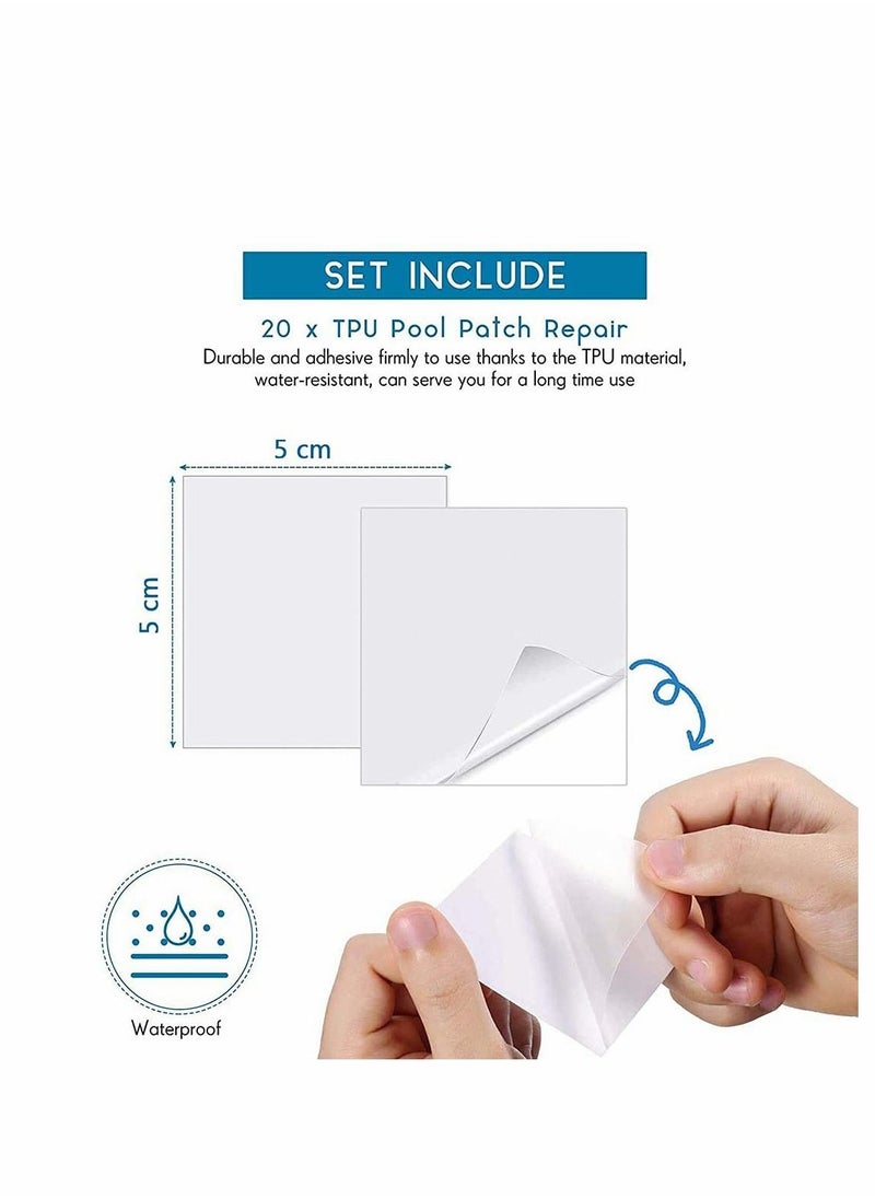 Excefore - TPU Inflatable Patch Repair Kit,20 Pcs Repair Patches Self-Adhesive Pool Patch Repair Patches Kit Air Mattresses Pool Patch Repair Tool for Inflatable Toys Swimming Pools Ring Inflatable Boat - Image 1