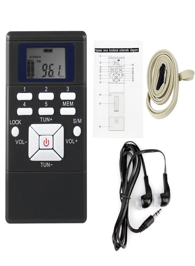 Mini Portable DSP Stereo FM Radio Digital Clock Receiver for Meeting Simultaneous Interpretation Clip-on Radio with Earphone Lanyard 1.2 - Image 1