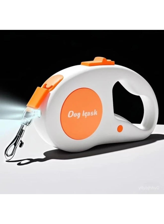 مقود كلب قابل للسحب بطول 5 أمتار، حبل شد أوتوماتيكي مرن للكلاب والجراء والقطط، مقود للكلاب الصغيرة والمتوسطة الحجم، مستلزمات الحيوانات الأليفة مع إضاءة أمامية - Image 2