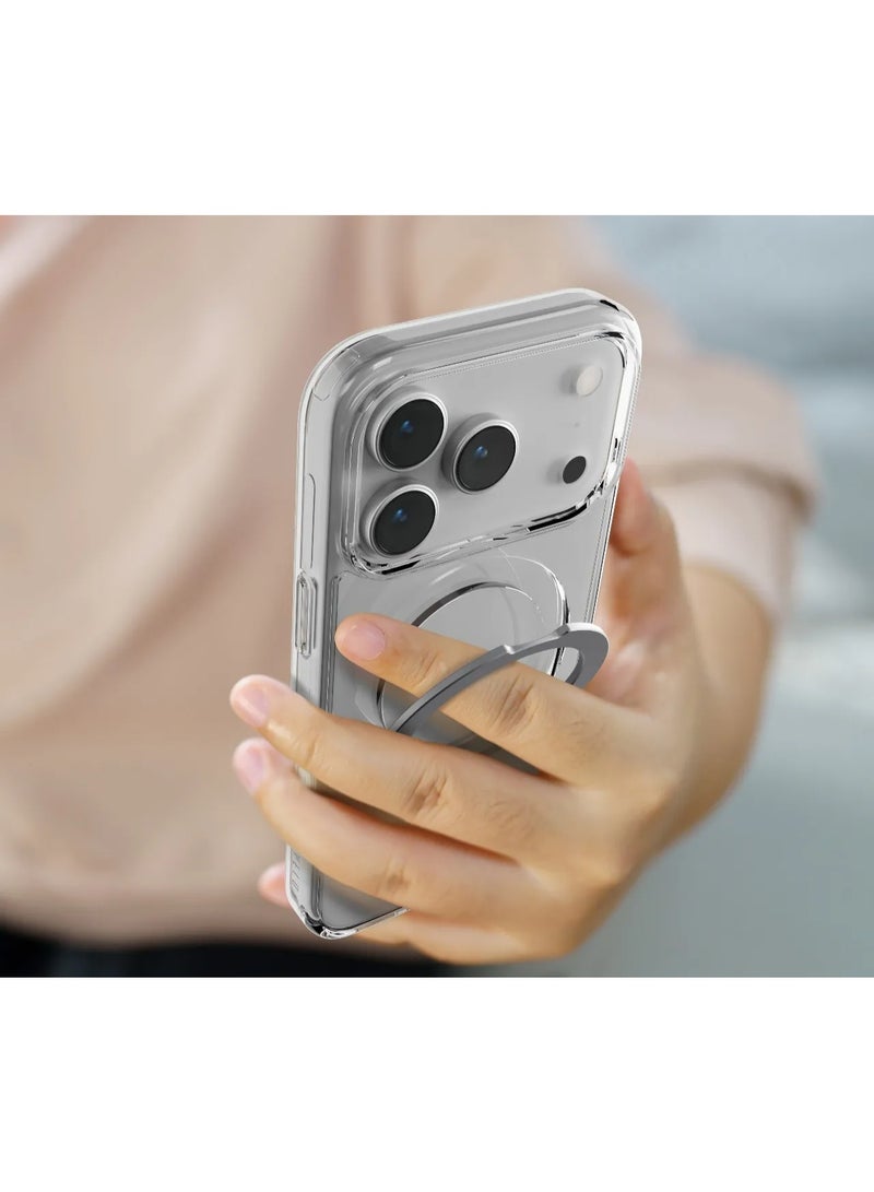 LEVELO Verona MagSafe Case for iPhone 17 Pro with Reinforced Kickstand Ring & Strong Magnet / Shock-Resistant Bumper / Multi-Functional Ring Kickstand / Raised Bezels for Camera & Screen - Transparent - Image 3