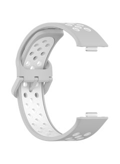 Generic Compatible with Huawei Watch Fit 3 Band for Women Men Colorful Silicone Bands Adjustable Replacement Wristbands for Huawei Watch Fit 3 Strap Smartwatch Accessories (Grey-White)  - Image 3