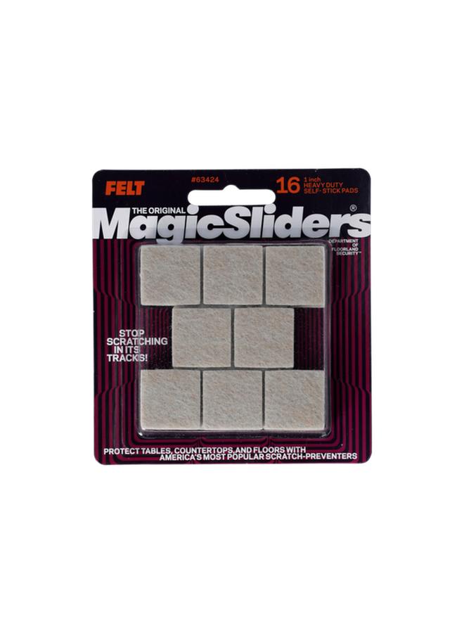 Magic Sliders 16-Piece Heavy Duty Self-Stick Square Felt Pads Oatmeal 1inch 63424A - Image 1