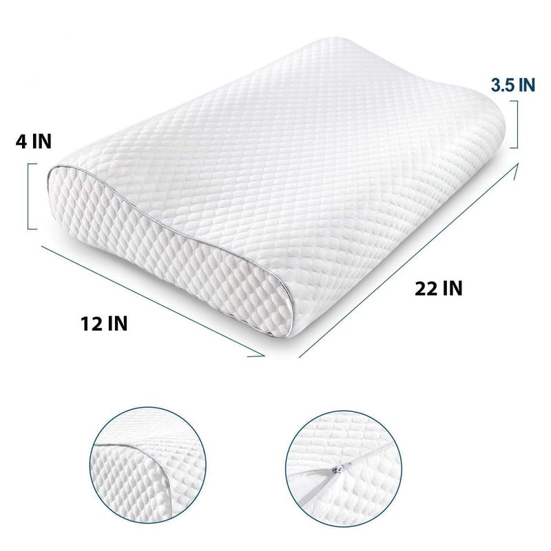 SELEMI Memory Foam Pillow Standard Size Neck & Back Support for Sleeping with Removable Zipper Cover Pillow,Cervical Pain,Orthopedic Neck Pillow (Pack of 1, Multicolor) - Image 5