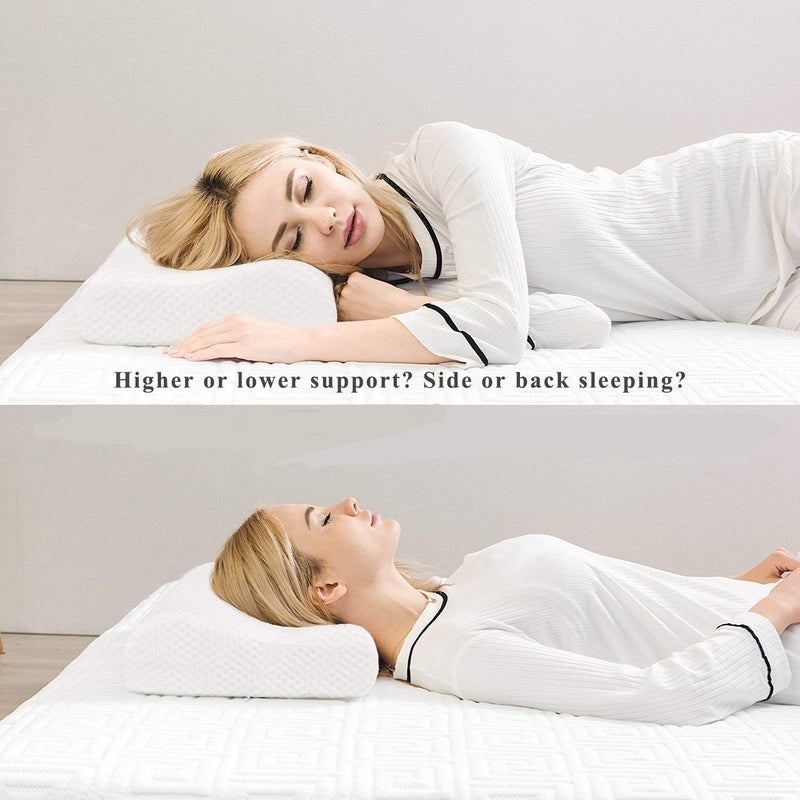 SELEMI Memory Foam Pillow Standard Size Neck & Back Support for Sleeping with Removable Zipper Cover Pillow,Cervical Pain,Orthopedic Neck Pillow (Pack of 1, Multicolor) - Image 2