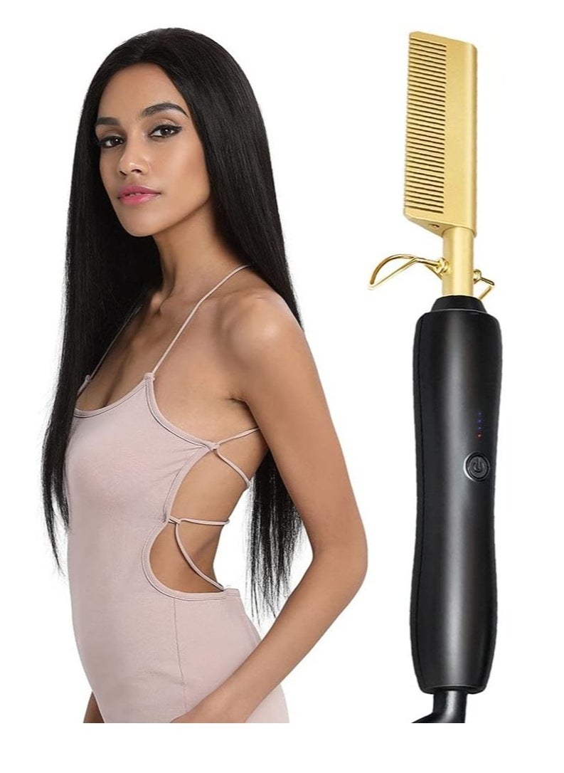 ELTRAZONE Heating Comb Straightener Electric Hot Comb Flat Iron Hair Straightening Brush Smoothing Iron Comb Hair Straightener Brush  - Image 1